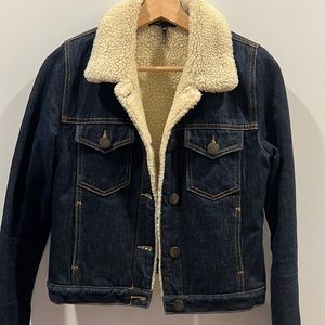 Maje shearling lined denim jacket, size 36